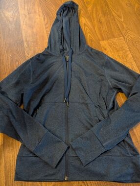 Quince Hoodie Womens Xs Blue Full Zip Recycled Polyester Jacket Sweatshirt Soft